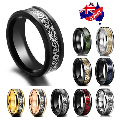 Titanium Stainless Steel 8mm Celtic Dragon Band Ring Men Women Jewelry Size 5-13 • $6.95