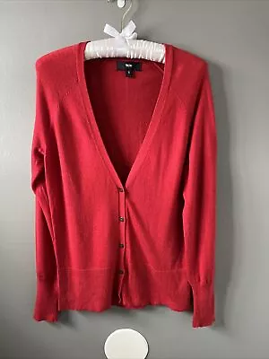 Mossimo Womens Cardigan Red Sz S Button Down Soft Sweater V-Neck Long Sleeve • $10.50