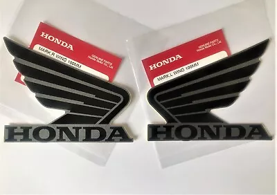 Honda GENUINE Wing Fuel Tank Decal  Sticker 100mm BLACK + SILVER ** UK STOCK ** • £9.75