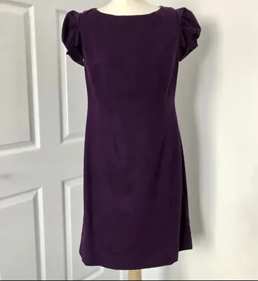 GREAT PLAINS Purple Wool Mix Shift Dress Career Office Size Large Zip Detail • £12.50