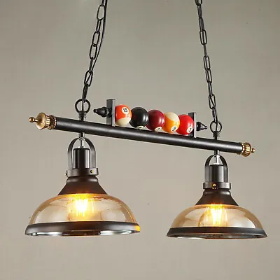Game Room Metal Billiard Light With Balls Pool Table Lamp With 2 Glass Shades • $129