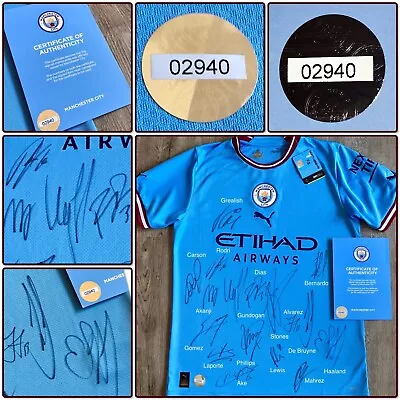 MCFC #02940 Official Certification Manchester City 2022/2023 Squad Shirt Signed • £1200