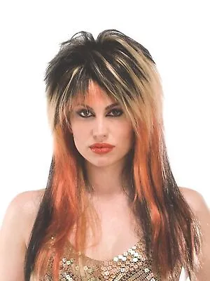 Womens Black Blonde & Copper Punk Rock Diva Halloween Costume Wig • $12.99