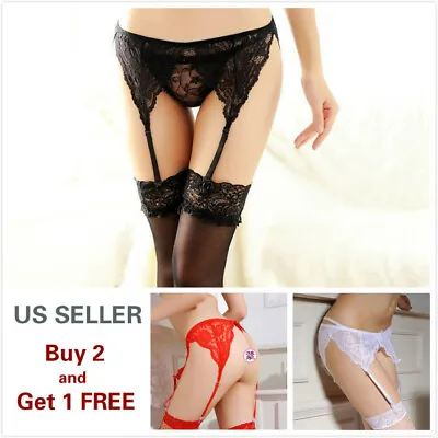 Sexy Women's Lace Garter Belt Thigh-Highs Stockings Set Type A • $8.99