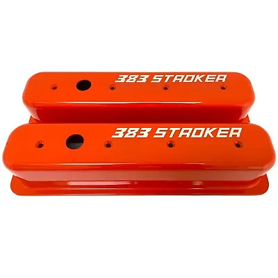 Small Block Chevy 383 Stroker Tall Vortec Center Bolt Valve Covers Orange • $199