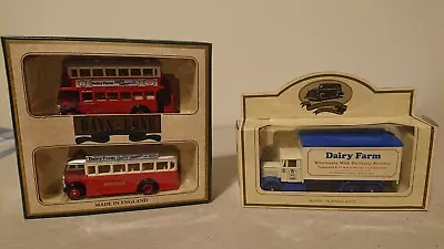 Lledo Days Gone Dairy Farm 2 Bus Set And Separate Boxed Lorry. • £3