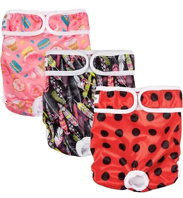 MICOOYO Reusable Female Dog Nappies 3 Pack | Washable Absorbent Dog Diapers XS • £5.50