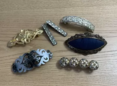 Vintage Barrette Lot Of 6 1980s Bling Butterfly Clasp Clips Goody Barrettes • $17.99