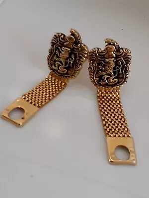 Vintage Mesh Gold Tone Wrap Around Cufflinks. Mythological Crest • $23.99