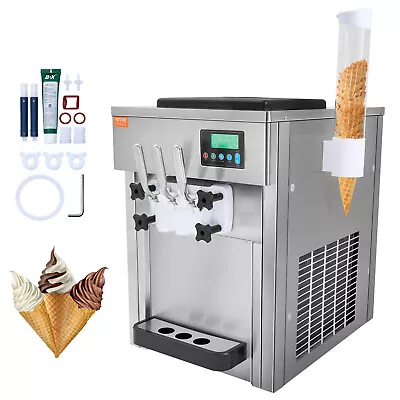 VEVOR Commercial Soft Serve Ice Cream Machine 20L/H Yield 3 Flavor Countertop • $1155.99