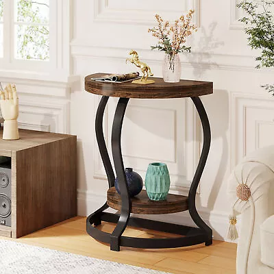 Tribesigns 2-Tier Half Moon Accent End Table With Storage Samll Sofa Side Table • $72.78
