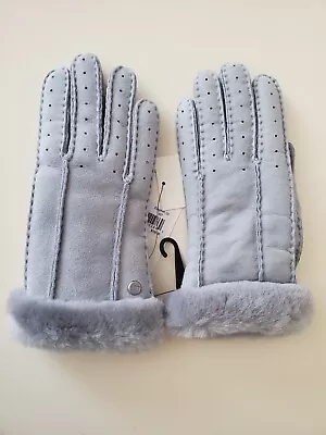 NWT Ugg Women's Perforated Shearling Gloves Size S In Elephant Grey • $49