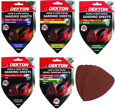 Dekton Detail Palm Sanding Pads Triangle Sheets 40 60 80 120 Or Mixed Grit 140mm • £3.79