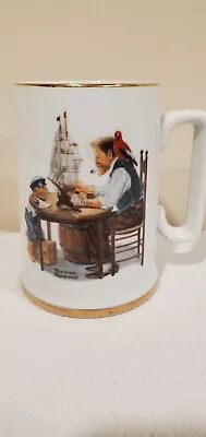 Norman Rockwell 1985  For A Good Boy  Porcelain Coffee Mug 8oz White Gold Trim • $10