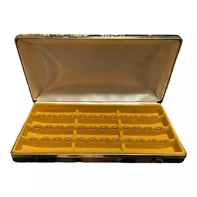 Mele Travel Jewelry Hard Case Box Clamshell Earrings Tortoise Shell Gold- Vtg • $14.99