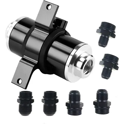 Universal Black Inline Fuel Filter High Flow 100Micron Cleanable SS AN6 AN8 AN10 • $23.99