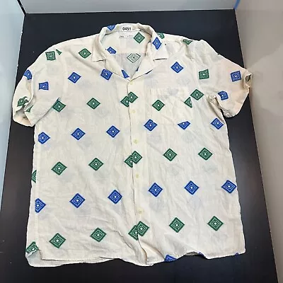 Zara Casual Button Up Diamond Pattern White XL Tee Shirt 0451 • $10