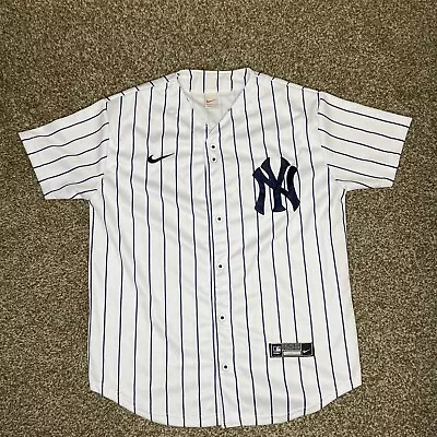 VTG Nike New York Yankees Pinstripe Jersey Mens Blank Baseball 2000s Y2K • $31.99