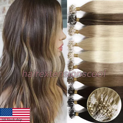 Micro Ring Link Hair Extensions Micro Beads Loop Tip Remy Human Brazilian Hair • $35