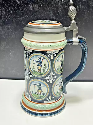 Villeroy & Boch 18th Century Soldiers Lidded Stein Alt Mettlach 7 1/2” Mint • $49.99