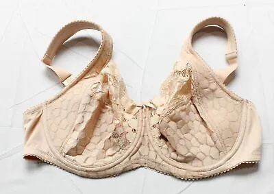 Miss Mary Women's Underwired Jacquard & Lace Full Cup Bra DD7 Beige Size 38D • $25.99