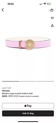 BNWT Versace Size 75 Pink Leather Belt With Dustbag & Receipts From Farfetch • $380