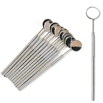 12 Pcs Dental Mouth Mirror #5 W/Handle Dental Instruments Stainless German Grade • $12.90