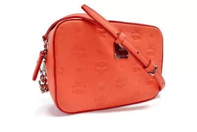 MCM - Orange Logo Embossed Leather KLARA Camera Crossbody Bag • $300