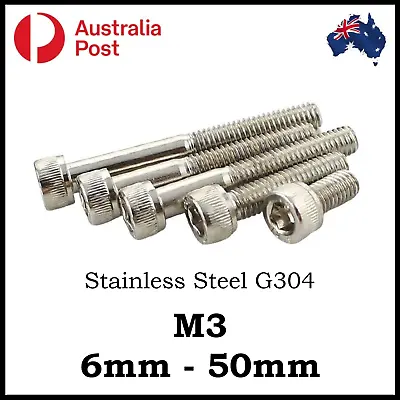 M3 Screw S Bolts Socket Head Cap Head Hex Course Stainless Steel A2 G304 • $6.50