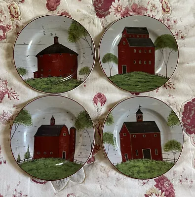 Warren Kimble Barns Plates Sakura NY Luncheon Salad 8 Inch Farm Country  SET 4 • $25