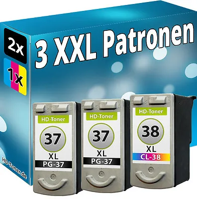 3 Ink Cartridges PG37+CL38 For Canon IP1800 IP1900 IP2500 IP2600 MX300 MX310 • £36.66