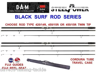 £155 • Buy HIGH SPEC DAM STEELPOWER BLACK SURF ROD CARBON BEACHCASTER 14ft 15ft OR TWIN TIP