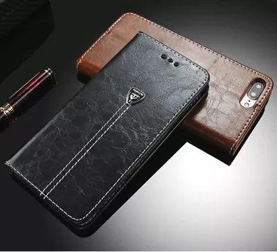 Luxury Leather Fashion Case IPhone 5 SE 6 7 8 Plus X Xs Wallet Kickstand + Glass • $12.93