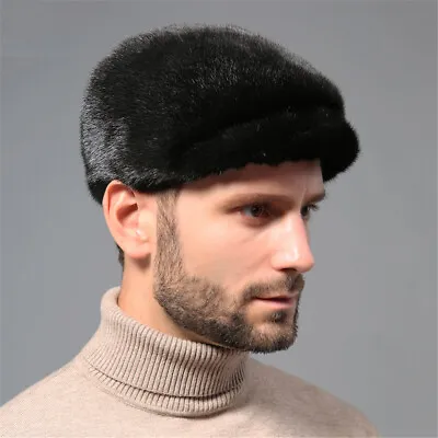 100% Real Whole Mink Fur Hat Thicken Winter Warm Cap Fashion Handsome For Men • $102.24