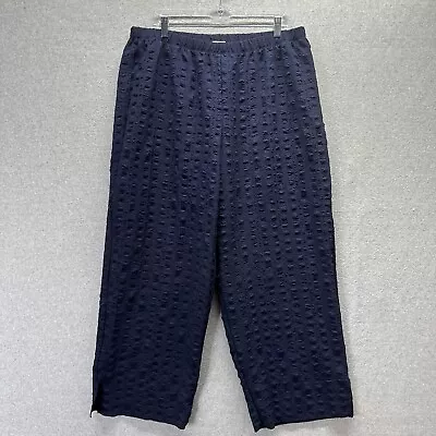 Vikki Vi Pants Womens 2X Navy Textured Leg Slit Pull On Elastic Waist Ankle • $34.88