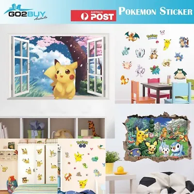 3D Pokemon Pikachu Wall Sticker Removable Kids Nursery Boy Vinyl Decal Decor • $14.99