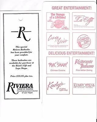 8 Pc Riviera Las Vegas Hotel Casino Restaurant Food Robe Price Show Coupon Lot I • $3.77