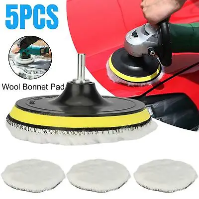 $11.48 • Buy 5x 6  Car Polishing Pads Buffing Wool Wheel Mop Kit Bonnet Buffer Pad Polisher