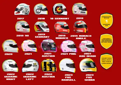 X2 Sebastian Vettel F1 Helmet Stickers Vinyl Aston Martin Ferrari - Scuderia GP • $6.83