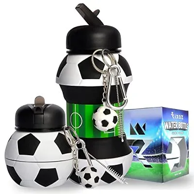 RIXOZ Football Water Bottle - 550ml Silicone Collapsible Football Water Bottle W • £12.12