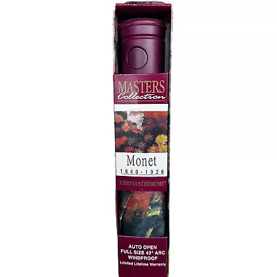 Monet Chrysanthemums Umbrella Masters Collection Auto Open 43  Arc NIP • $21.95