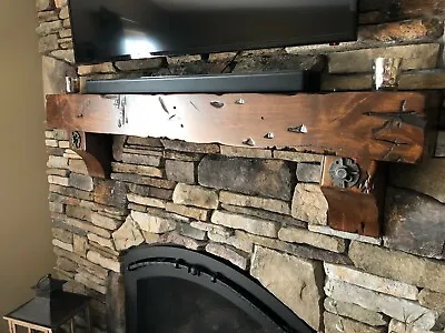Fireplace Mantel Floating Shelf Knotty Alder 35 Stain Choices With Antique Bolts • $490