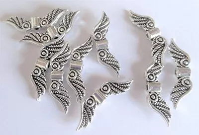 10 X Angel Wings Charms Beads Jewellery Making Tibetan Silver • £2.09