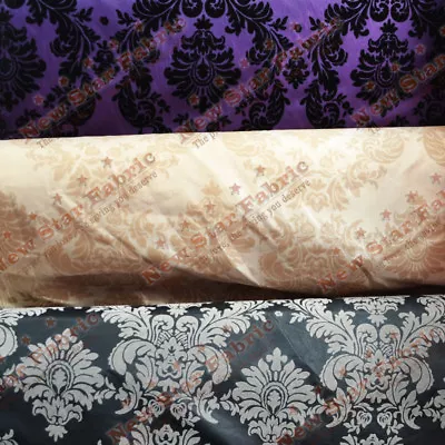 $80 • Buy 25ft Flocking Damask For Aisle Runner Taffeta Fabric 58  Flocked Velvet