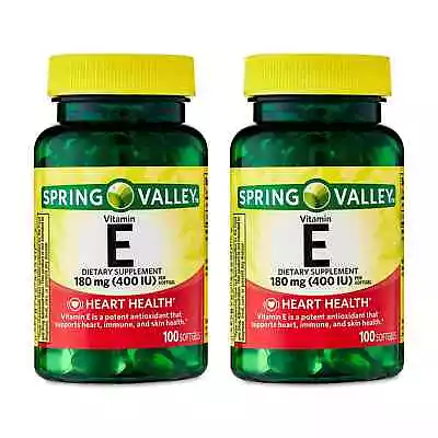 Spring Valley Vitamin E Dietary Supplement Twin Pack 180 Mg 200 Count • $12.50