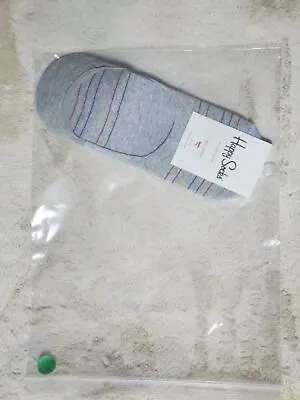 HAPPY SOCKS Mens Gray Striped Casual No Show Socks 8-12 • $0.99