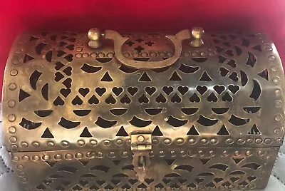 Decorative Punched Metal Chest From India Bohemian Decor • $7