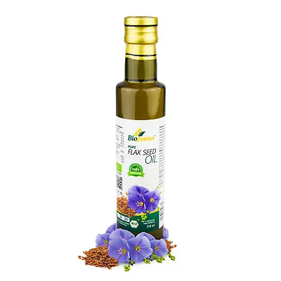 Biopurus Certified Organic Cold Pressed Flax Seed Oil 250ml • £11.10