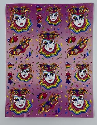 Vintage Lisa Frank Sticker Sheet Masquerade Mardi Gras Clowns S245 • $28.99