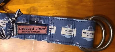 MENS Vineyard Vines Belt Canvas The Hamptons Town Road Signs Print Large • $25